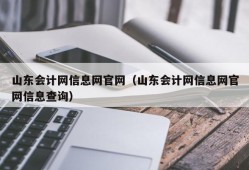 山东会计网信息网官网（山东会计网信息网官网信息查询）