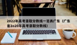 2022年高考录取分数线一览表广东（广东省2o20年高考录取分数线）