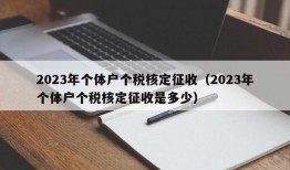 2023年个体户个税核定征收（2023年个体户个税核定征收是多少）