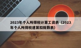 2023年个人所得税计算工资表（2023年个人所得税速算扣除数表）