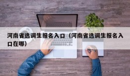 河南省选调生报名入口（河南省选调生报名入口在哪）