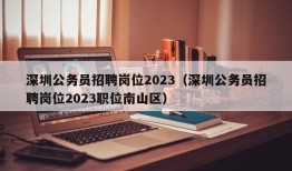 深圳公务员招聘岗位2023（深圳公务员招聘岗位2023职位南山区）