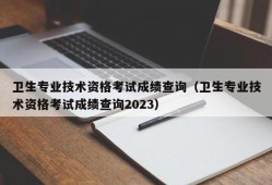 卫生专业技术资格考试成绩查询（卫生专业技术资格考试成绩查询2023）