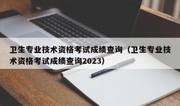 卫生专业技术资格考试成绩查询（卫生专业技术资格考试成绩查询2023）