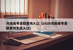 河南成考录取查询入口（2020河南成考录取查询系统入口）