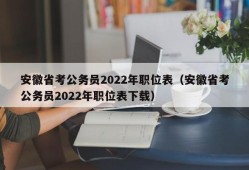 安徽省考公务员2022年职位表（安徽省考公务员2022年职位表下载）