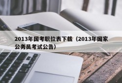 2013年国考职位表下载（2013年国家公务员考试公告）