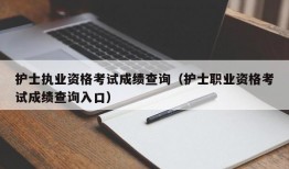 护士执业资格考试成绩查询（护士职业资格考试成绩查询入口）