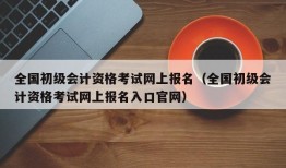 全国初级会计资格考试网上报名（全国初级会计资格考试网上报名入口官网）