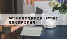 2023年公务员招聘职位表（2023年公务员招聘职位表省考）