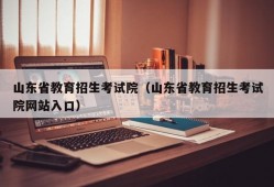 山东省教育招生考试院（山东省教育招生考试院网站入口）