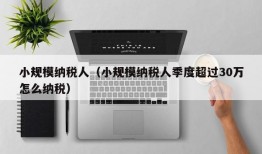 小规模纳税人（小规模纳税人季度超过30万怎么纳税）