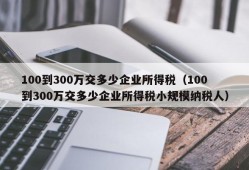 100到300万交多少企业所得税（100到300万交多少企业所得税小规模纳税人）