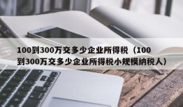 100到300万交多少企业所得税（100到300万交多少企业所得税小规模纳税人）