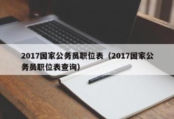 2017国家公务员职位表（2017国家公务员职位表查询）