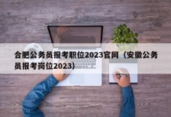 合肥公务员报考职位2023官网（安徽公务员报考岗位2023）