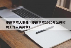 枣庄学院人事处（枣庄学院2020年公开招聘工作人员简章）