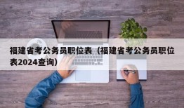 福建省考公务员职位表（福建省考公务员职位表2024查询）