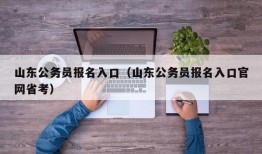 山东公务员报名入口（山东公务员报名入口官网省考）