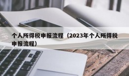 个人所得税申报流程（2023年个人所得税申报流程）