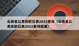 云南省公务员职位表2022查询（云南省公务员职位表2022查询结果）