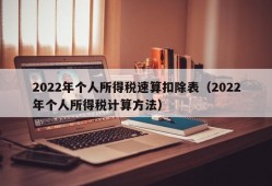 2022年个人所得税速算扣除表（2022年个人所得税计算方法）