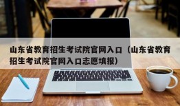 山东省教育招生考试院官网入口（山东省教育招生考试院官网入口志愿填报）