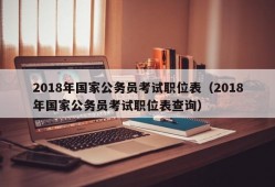 2018年国家公务员考试职位表（2018年国家公务员考试职位表查询）