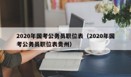 2020年国考公务员职位表（2020年国考公务员职位表贵州）