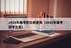 2018年国考职位表查询（2018年国考招考公告）