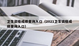 卫生资格成绩查询入口（2021卫生资格成绩查询入口）