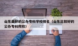 山东最好的公办专科学校排名（山东比较好的公办专科院校）