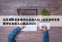 山东省综合素质评价系统入口（山东省综合素质评价系统入口截止2023）