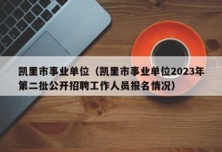 凯里市事业单位（凯里市事业单位2023年第二批公开招聘工作人员报名情况）