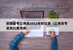 安徽省考公务员2022年职位表（公务员专业岗位查询表）