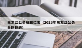 黑龙江公务员职位表（2023年黑龙江公务员职位表）